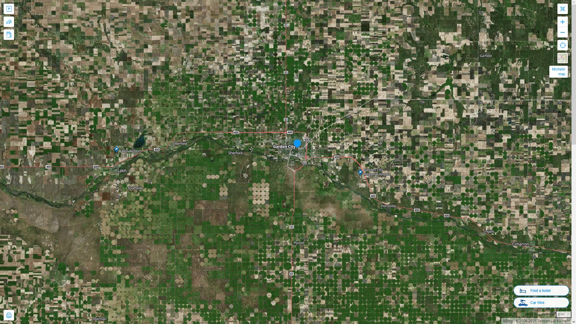 Garden City Kansas Highway and Road Map with Satellite View